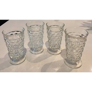 Vintage Whitehall Clear Cubic Heavy Glass Footed  set Of 4